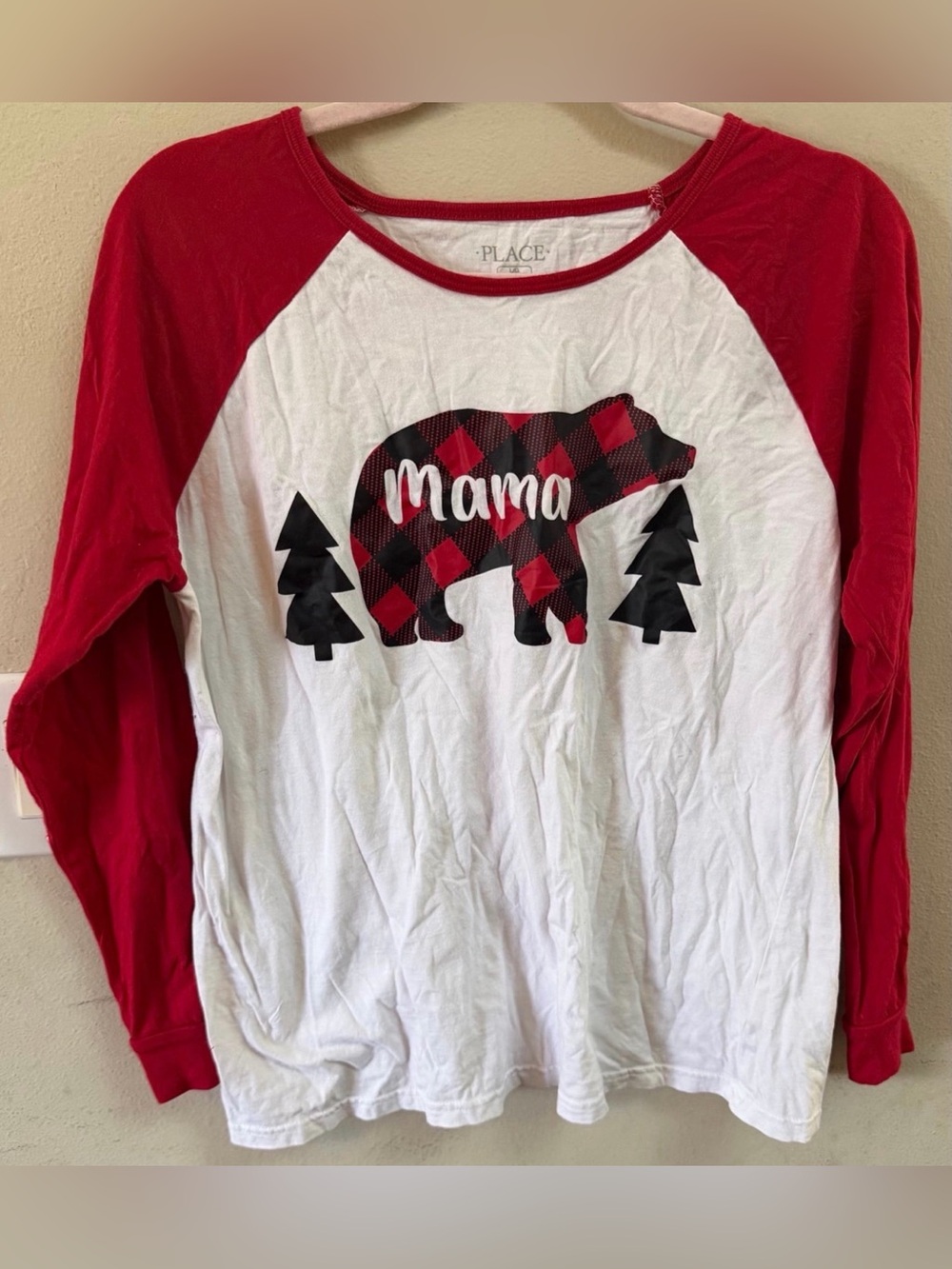 The Children's Place Red & White Mama Bear Raglan Long Sleeve Tee